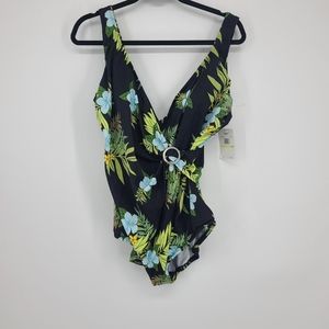 JANTZEN Black Floral One Piece